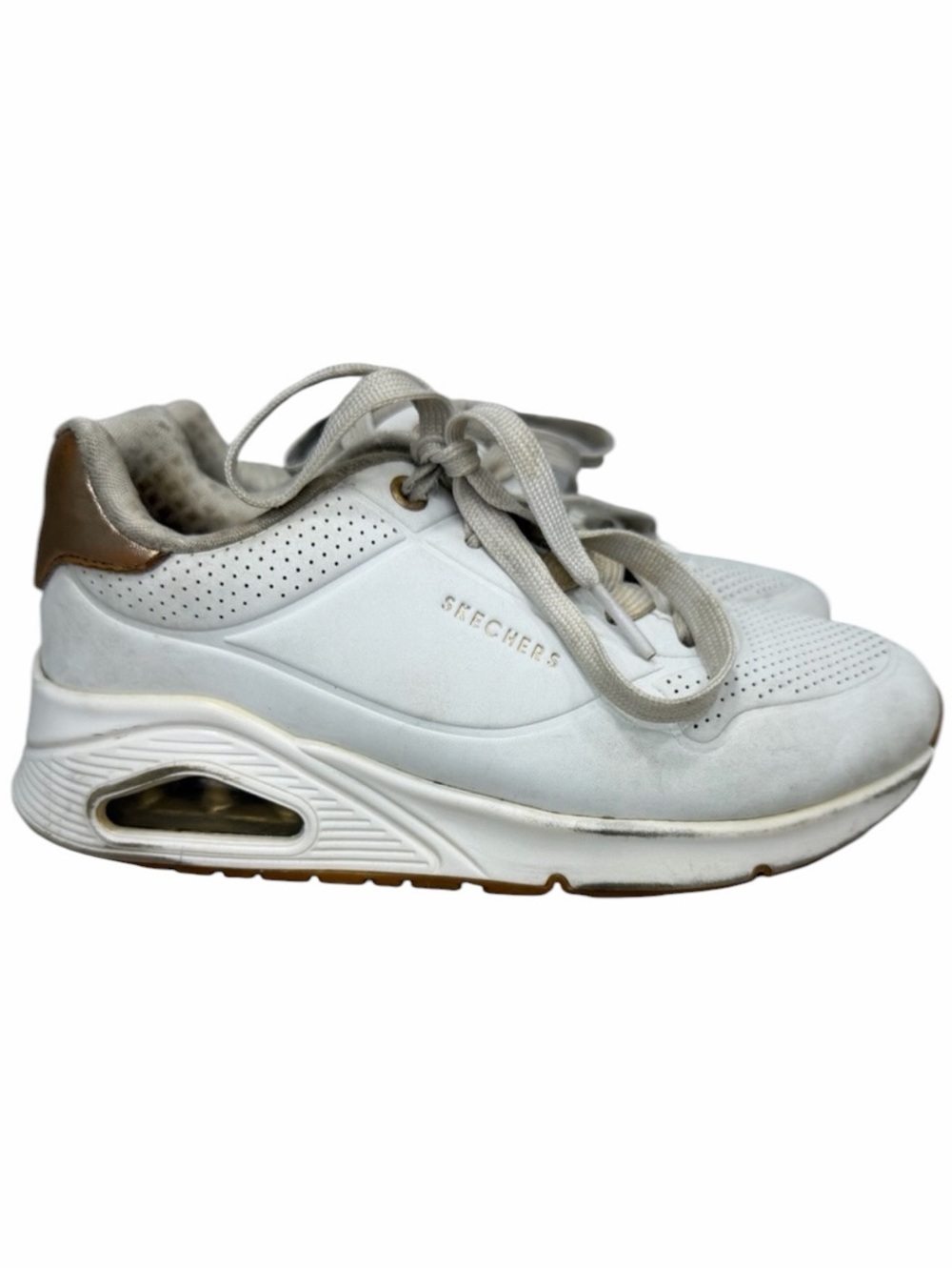 Skechers Uno Stand On Air White Rose Gold Sneakers Size 1 Kids (Youth)